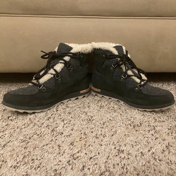 Sorel Women Black Suede Waterproof Fleece Lined Lace Up Winter Boots Size 7 - Picture 6 of 8